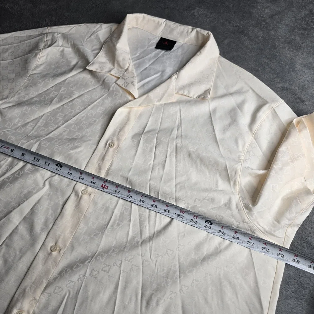Nike Jordan 23 Monogram Shirt Mens 3XL Cream Button-Up DX9681-110